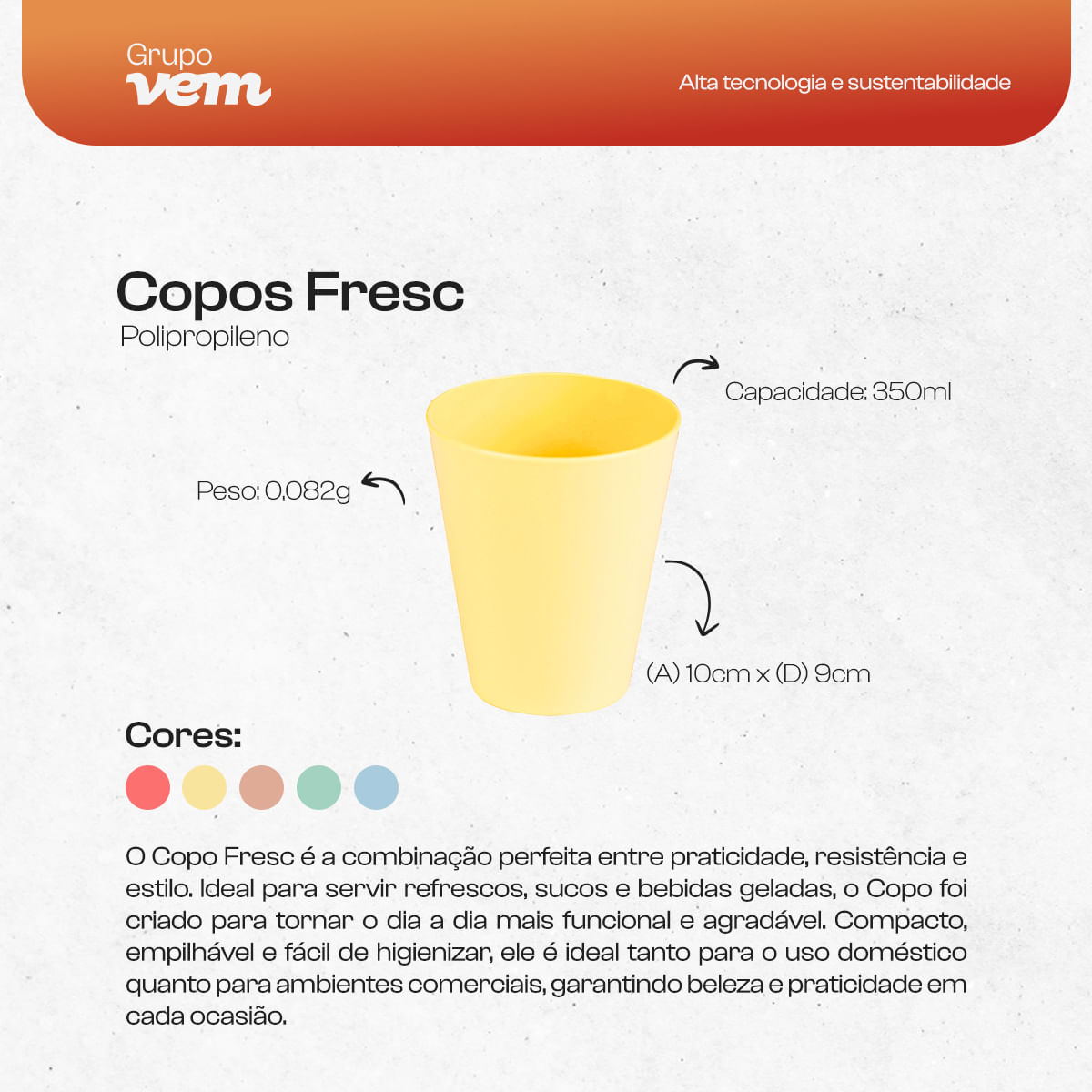 Kit Copo Fresc Infantil 350ml Colorido em Polipropileno - Imagem 5